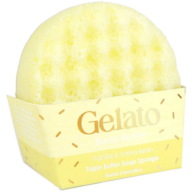 Bomb Cosmetics Gelato Body Buffer gąbka do mycia ciała Vanilla & Tonka Bean 200g