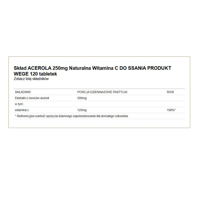 AltoPharma Acerola 250mg suplement diety 120 tabletek do ssania