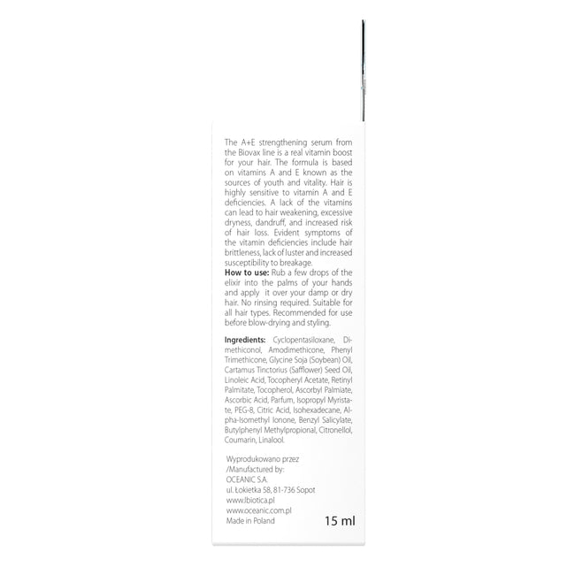 BIOVAX A+E serum wzmacniające do włosów 15ml