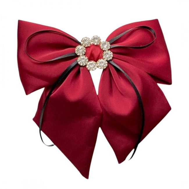 Ecarla Spinka do włosów kokarda z diamencikami Bordowa XL SP441BOR