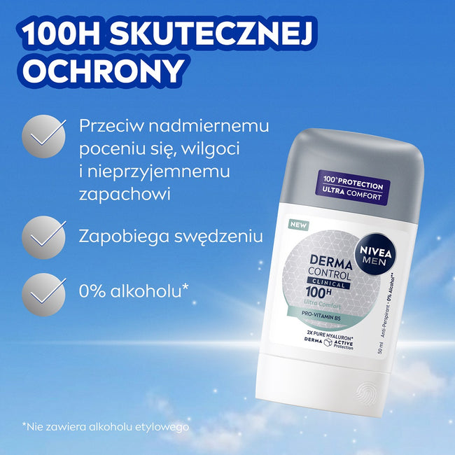 Nivea Men Derma Control Clinical Ultra Comfort antyperspirant w sztyfcie 50ml