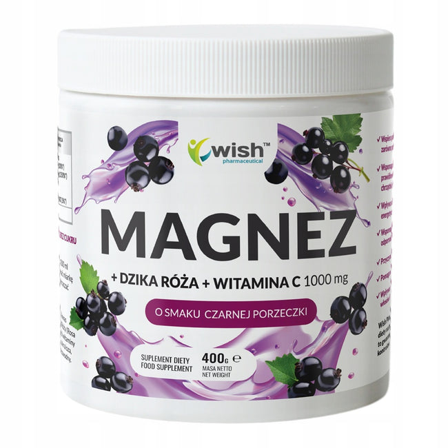 WISH Pharmaceutical Magnez + Dzika Róża + Witamina C 1000mg suplement diety w proszku 400g