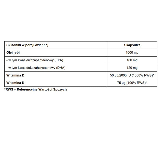 Pharmovit Omega 3 + D3 2000 IU + K2 suplement diety 60 kapsułek