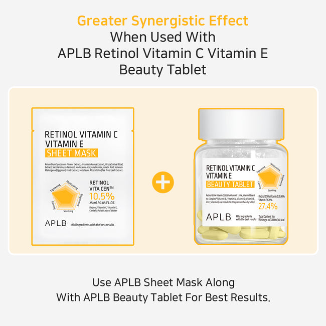 APLB Retinol Vitamin C Vitamin E Sheet Mask rozświetlająca maska w płachcie 25ml