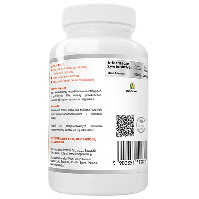 WISH Pharmaceutical Beta Alanine 800mg suplement diety 120 kapsułek
