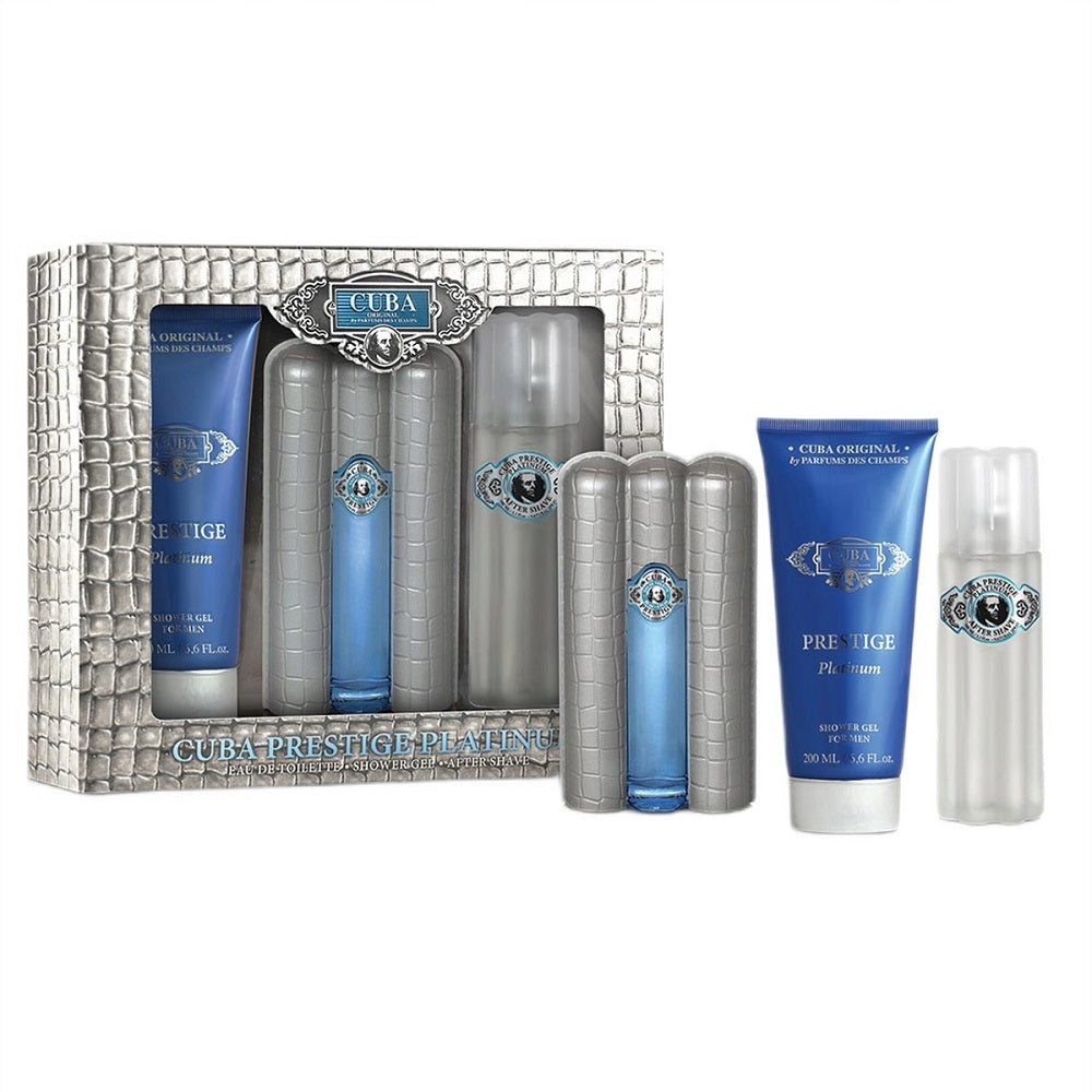cuba prestige platinum woda po goleniu 90 ml   zestaw 