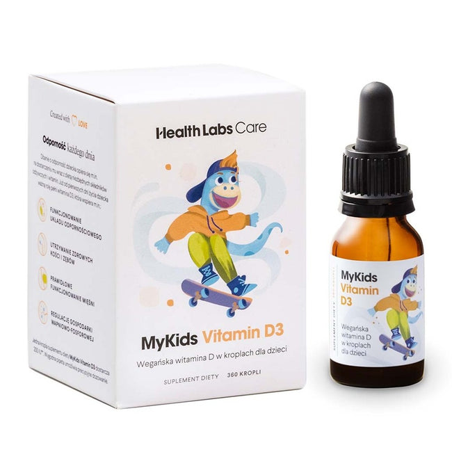 HealthLabs MyKids Vitamin D3 wegańska witamina D w kropelkach dla dzieci suplement diety 9.7ml