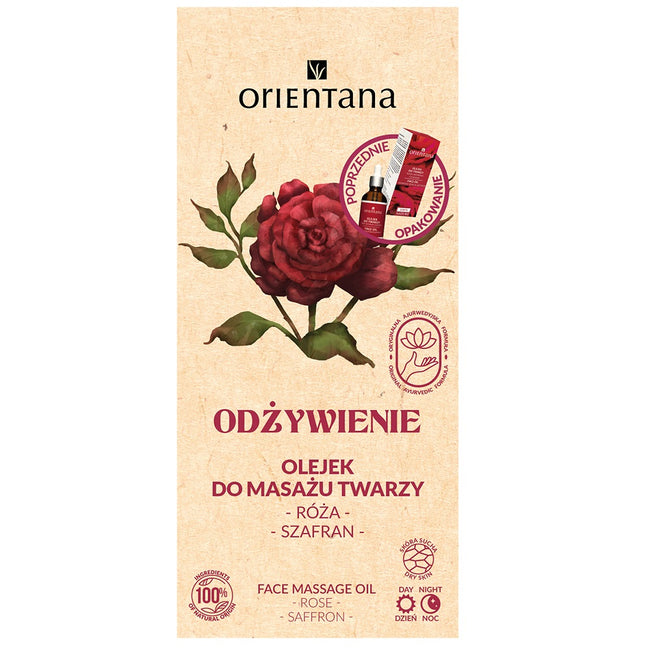 ORIENTANA Odżywienie olejek do masażu twarzy Róża i Szafran 30ml