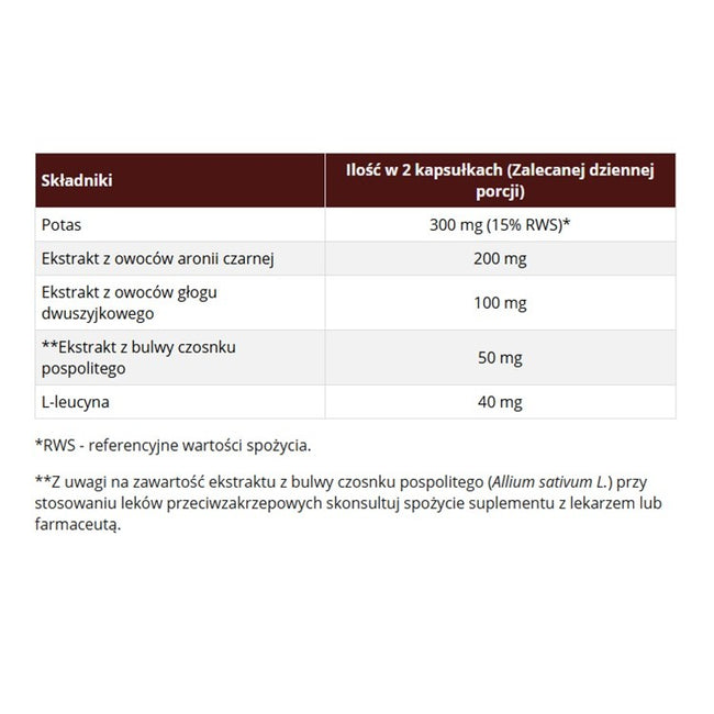 Skoczylas Na ciśnienie potas + aronia + L-leucyna suplement diety 60 kapsułek
