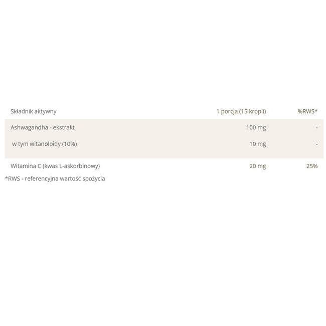 Yango Ashwagandha 10% witanolidów suplement diety w kroplach 30ml