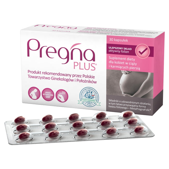 Pregna Plus suplement diety dla kobiet w ciąży i karmiących piersią 30 kapsułek