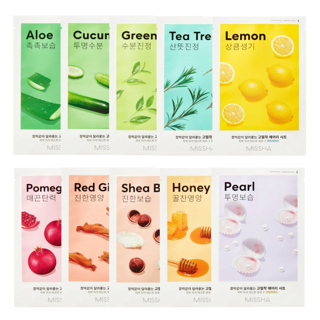 Missha Airy Fit Face Sheet Masks zestaw maseczek w płachcie 10szt