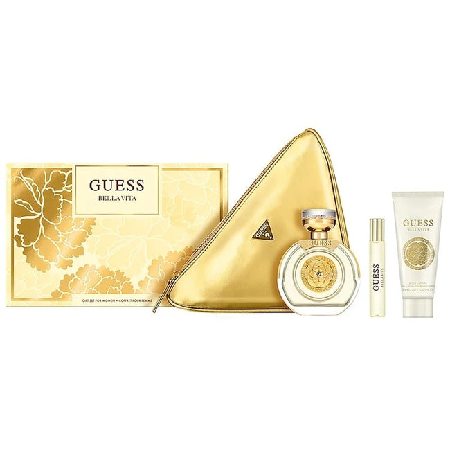 Guess Bella Vita zestaw woda perfumowana spray 100ml + balsam do ciała 100ml + woda perfumowana spray 15ml + kosmetyczka