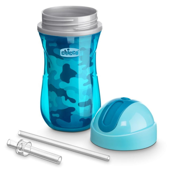 Chicco Sport Cup kubek niekapek termiczny ze słomką 14m+ Boy 266ml