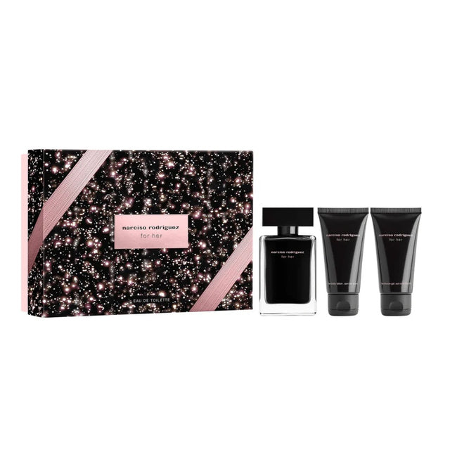 Narciso Rodriguez For Her zestaw woda toaletowa spray 50ml + balsam do ciała 50ml + żel pod prysznic 50ml
