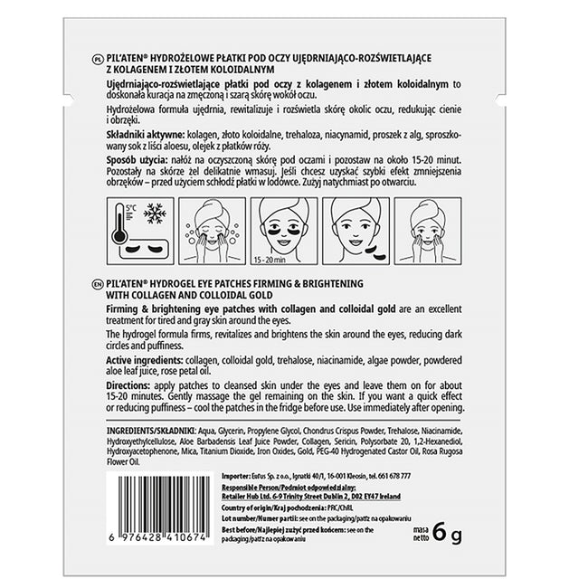 Pilaten Hydrogel Eye Pads hydrożelowe płatki pod oczy z kolagenem i złotem koloidalnym 6g