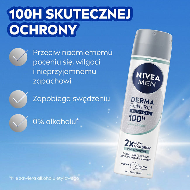 Nivea Men Derma Control Clinical Ultra Comfort antyperspirant spray 150ml