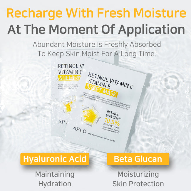 APLB Retinol Vitamin C Vitamin E Sheet Mask rozświetlająca maska w płachcie 25ml