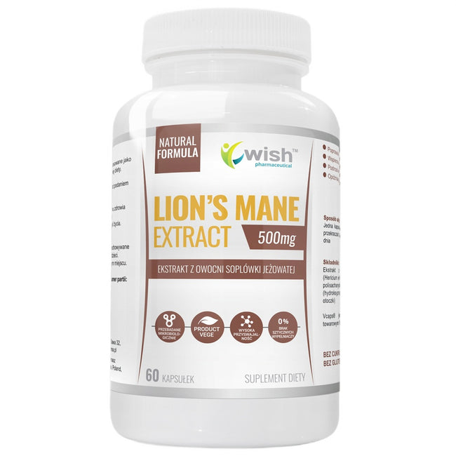 WISH Pharmaceutical Lion's Mane Extract 500mg suplement diety 60 kapsułek