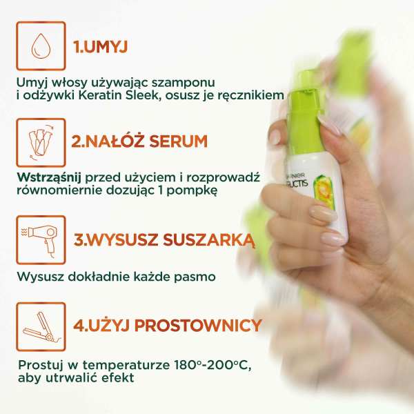 Garnier Fructis Keratin Sleek & Stay serum do włosów suchych i puszących się 50ml