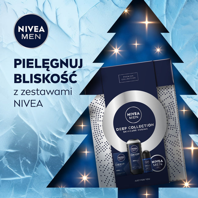 Nivea Men Deep Collection zestaw żel pod prysznic 3w1 250ml + antybakteryjna woda po goleniu 100ml + antyperspirant w kulce 50ml + uniwersalny krem 75ml