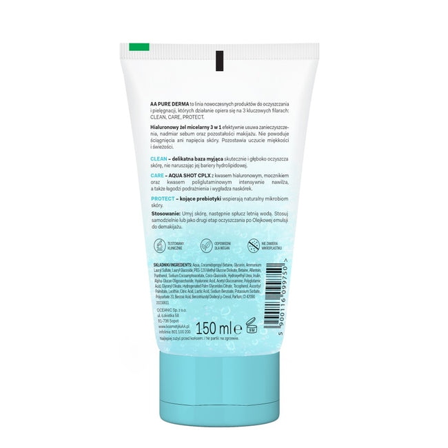 AA Pure Derma hialuronowy żel micelarny 3w1 150ml