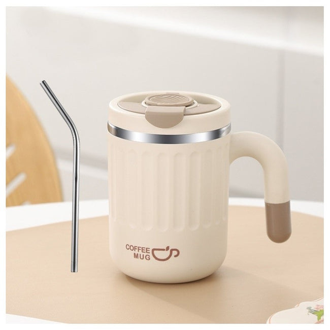 Ecarla Coffee Cup kubek termiczny ze słomką Kremowy