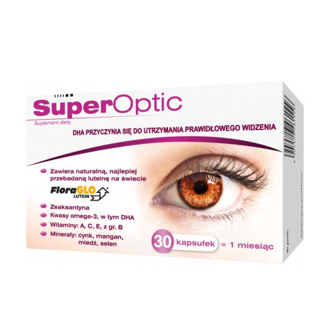 SuperOptic SuperOptic suplement diety ze składnikami wspierającymi prawidłowe widzenie 30 kapsułek