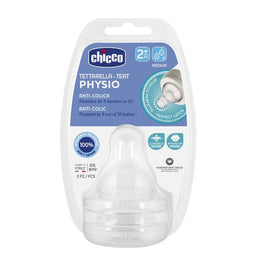 Chicco Physio Smoczek antykolkowy na butelkę przepływ średni 2m+ 2szt