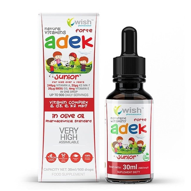 WISH Pharmaceutical Junior Naturalne Witaminy ADEK Forte suplement diety w kroplach 30ml