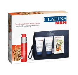 Clarins ClarinsMen zestaw żel energetyzujący 50ml + żel do mycia twarzy 30ml + żel pod prysznic 30ml + serum pod oczy 0.9ml + kosmetyczka