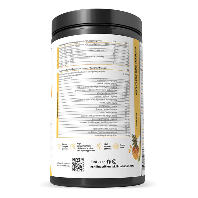Skill Nutrition Hydrolysed Collagen Type I & III suplement diety w proszku Pineapple 660g
