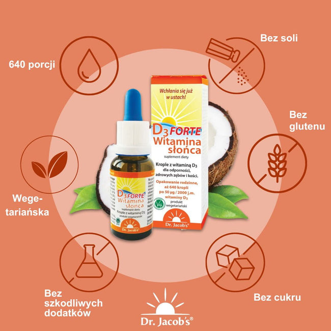 Dr Jacobs Witamina słońca D3 Forte suplement diety w kroplach 20ml