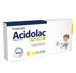 Acidolac Junior suplement diety wspierający odporność dzieci Biała Czekolada 20 misio-tabletek
