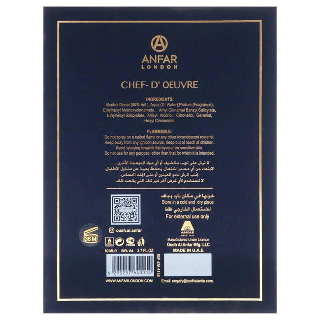 Anfar Chef-D'oeuvre ekstrakt perfum spray
