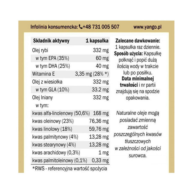 Yango Omega 3-6-9 suplement diety 60 kapsułek
