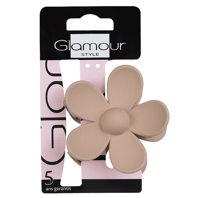 Glamour Klamra do włosów w kształcie kwiatka Beżowa