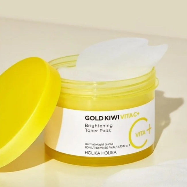 HOLIKA HOLIKA Gold Kiwi Vita C+ Brightening Toner Pads rozjaśniające płatki do twarzy 80szt