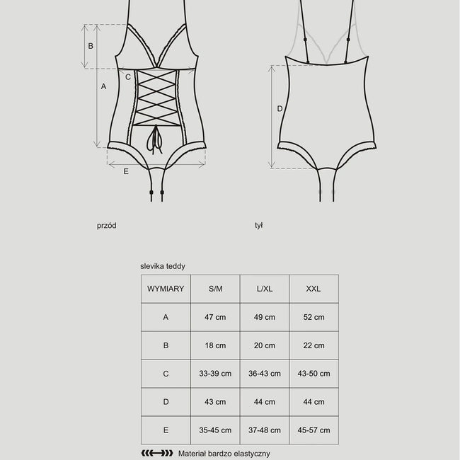 Obsessive Slevika Teddy ponętne body Black S/M