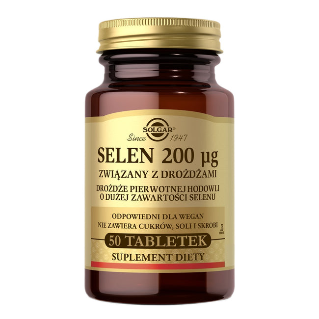 Solgar Selen 200mcg związany z drożdżami suplement diety 50 tabletek