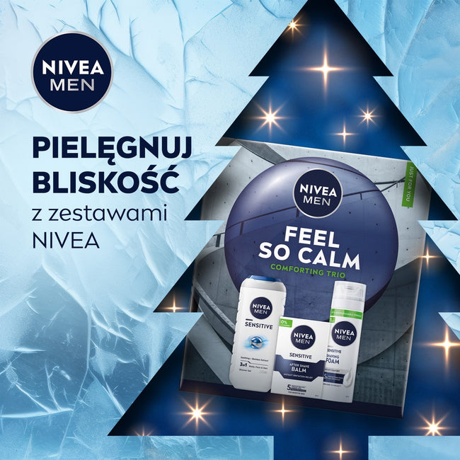 Nivea Men Feel So Calm zestaw żel pod prysznic 3w1 250ml + łagodzący balsam po goleniu 100ml + łagodząca pianka do golenia 200ml