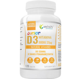 WISH Pharmaceutical Witamina D3 800IU 20µg Junior suplement diety 120 tabletek do ssania