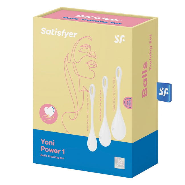 Satisfyer Yoni Power 1 zestaw kulek do treningu mięśni Kegla White