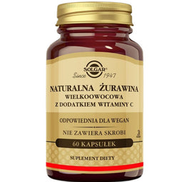 Solgar Naturalna żurawina z dodatkiem witaminy C suplement diety 60 kapsułek