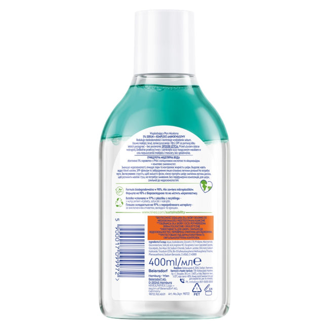 Nivea Derma Skin Clear płyn micelarny do demakijażu z 5% serum 400ml