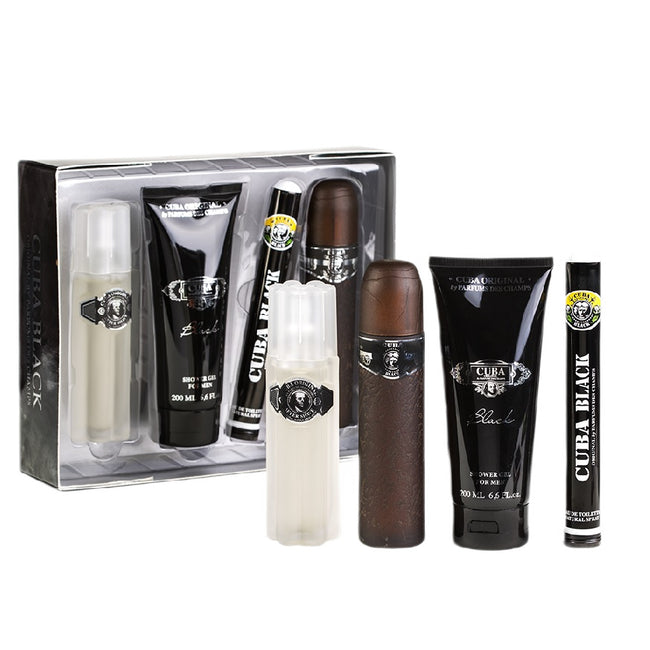 Cuba Original Cuba Black zestaw woda toaletowa spray 100ml + woda toaletowa spray 35ml + żel pod prysznic 200ml + woda po goleniu 100ml