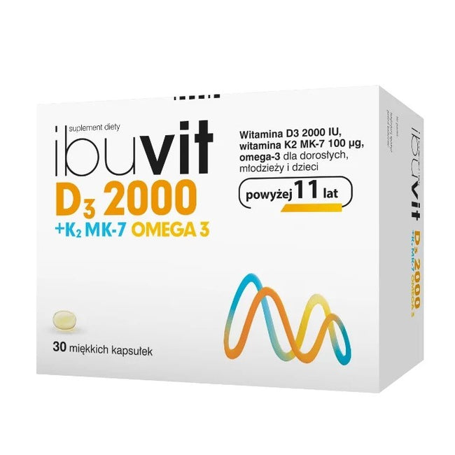 Ibuvit D3 2000 + K2 MK-7 + OMEGA 3 suplement diety 30 kapsułek