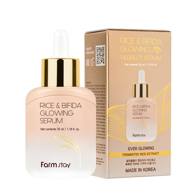 FarmStay Rice & Bifida Glowing Serum rozświetlające serum z fermentami i ryżem 35ml