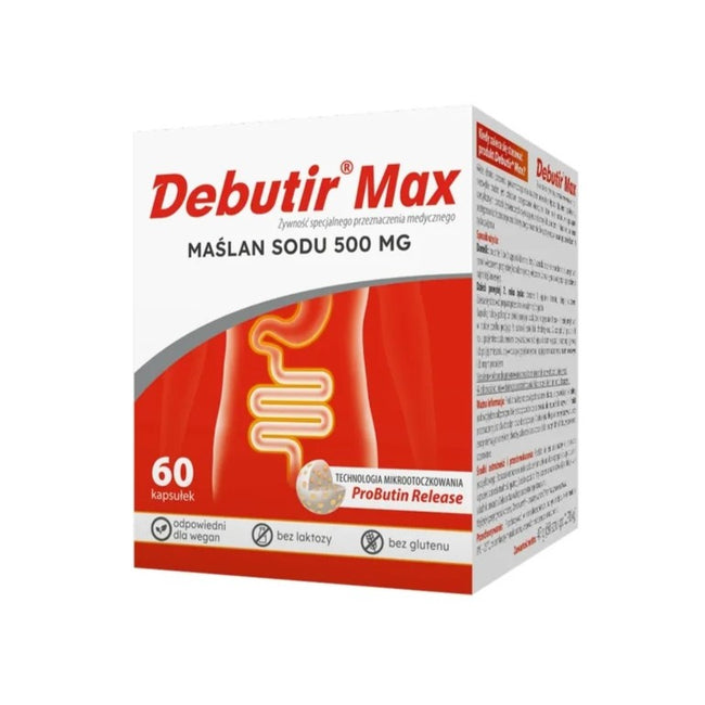 Debutir Max Maślan sodu 500mg żywność specjalnego przeznaczenia medycznego 60 kapsułek