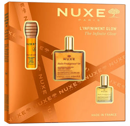 Nuxe The Infinite Glow zestaw miodowy olejek do ust 10ml + suchy olejek z drobinkami 50ml + suchy olejek 10ml